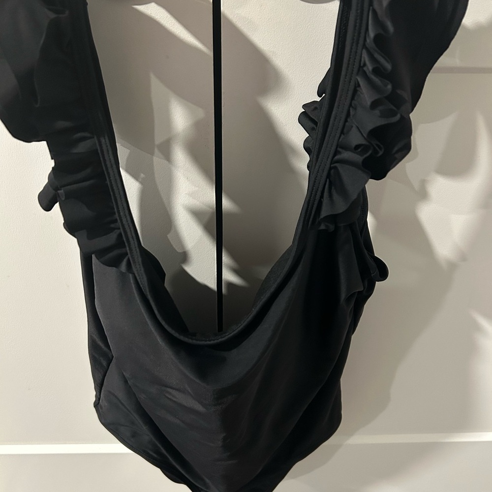 Black Ruffled Swimsuit